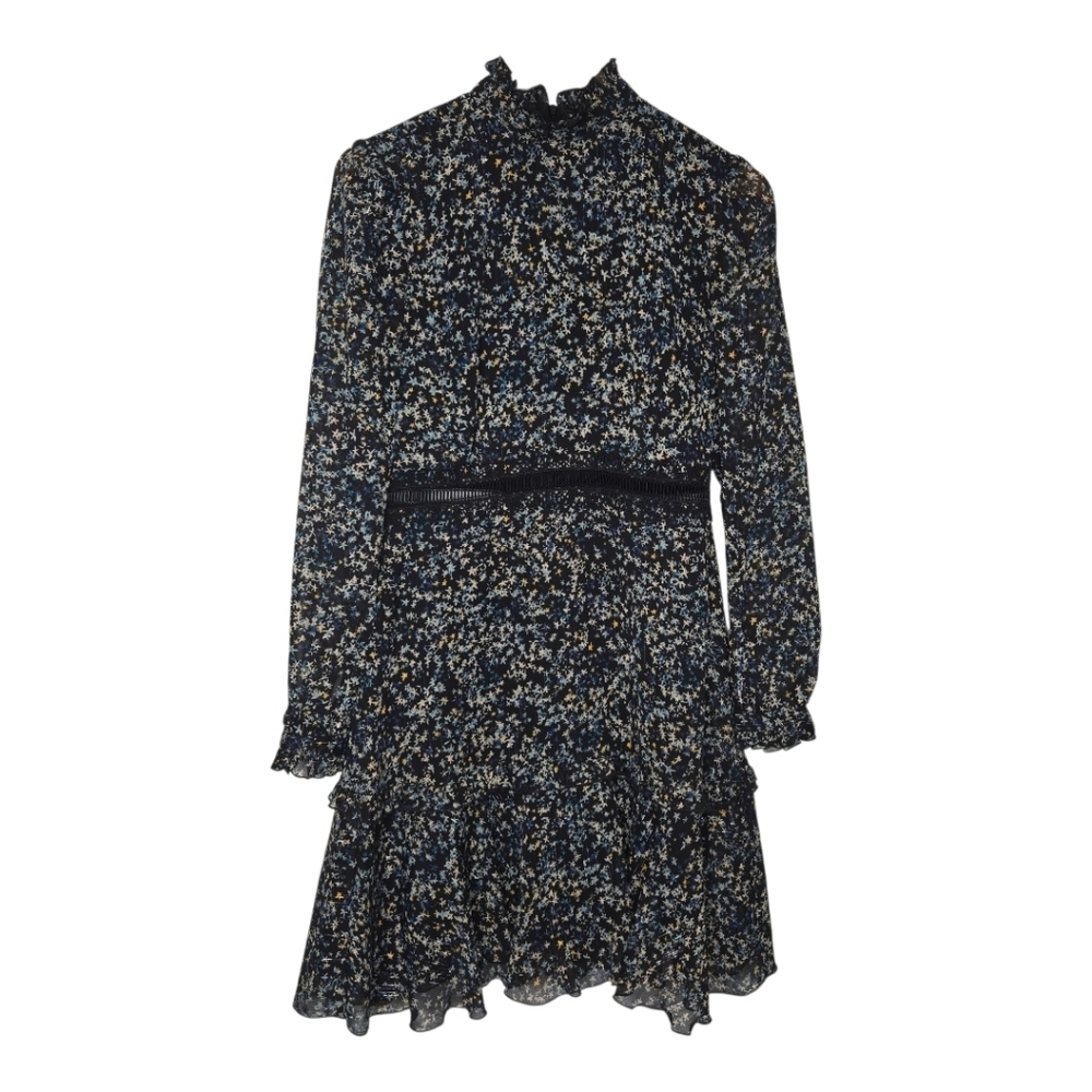 Donna Morgan Womens Floral Print Tiered Flare Chiffon Countess Dress Size 4